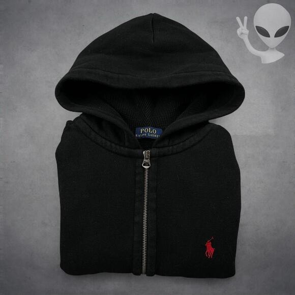 Polo Ralph Lauren Full Zip Hoodie Small Black Classic Jacket Red Pony - Picture 6 of 6